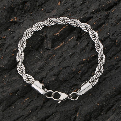 Brazalete brazalete cadena cuerda acero inoxidable chapado en oro 18k mujer hombre 3-6 mm 7-9"" - Imagen 17 de 17