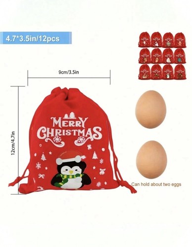 12PCs Velvet Christmas Drawstring Bags Small Candy Bag Pouch Xmas Gift Packaging - Picture 6 of 8
