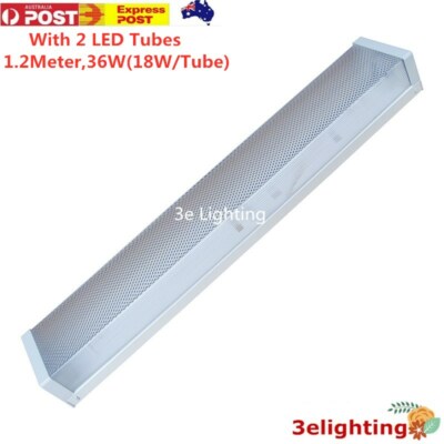 LED Prismatic Diffused Light Fixture Fitting 120cm 4ft 1.2m 36W 2 LED Tubes Aus eBay