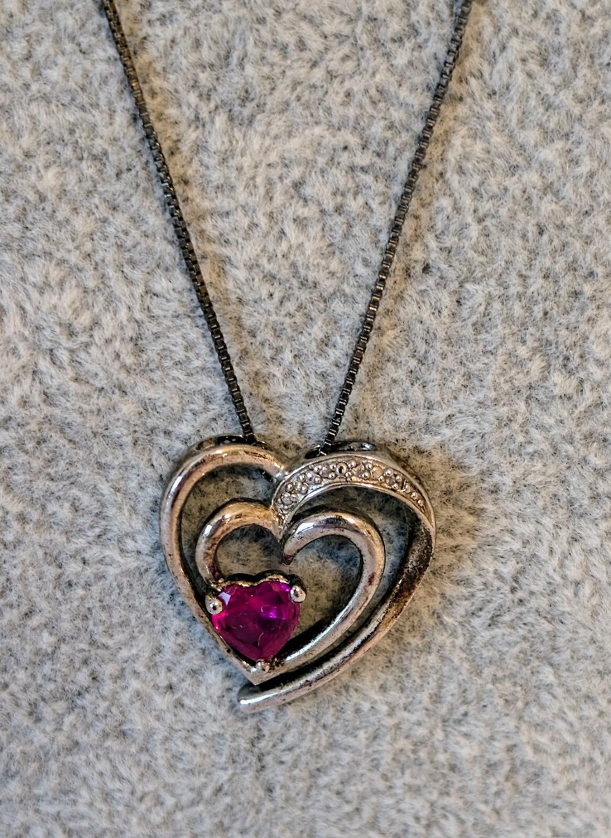 ☆TATIANA☆ Silver 925 Under Heart Gemstone Necklace NZ2148 925 SUN Sterling 925 Silver Heart Pendant w/18
