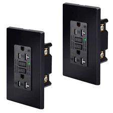 GFI GFCI Outlet 20 Amp Tamper-Resistant WR LED Indicator Receptacle w/ Plates ×2