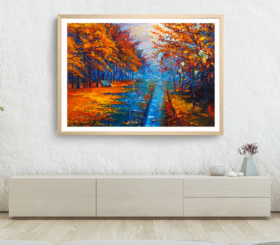 Nature Print, Trees Wall Art, Watercolor Framed Oil Painting Wall Art,Vector Art