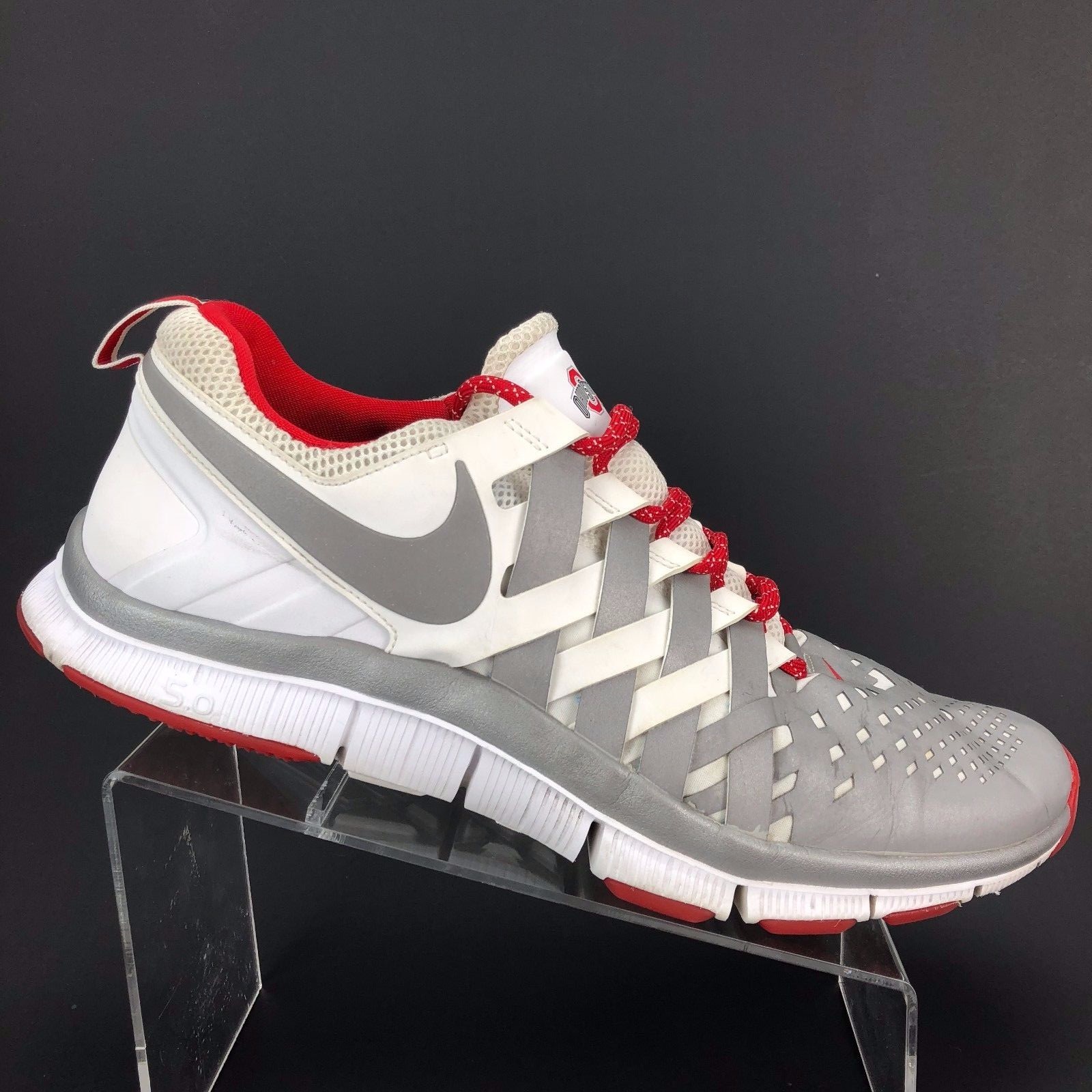 Ohio SAMPLE State Buckeyes OSU SAMPLE Ohio Nike Free Trainer 5.0 Red/White/Silver Size 15 28c449 Ohio SAMPLE State Buckeyes OSU SAMPLE Ohio Nike Free Trainer 5.0 Red/White/Silver Size 15 28c449