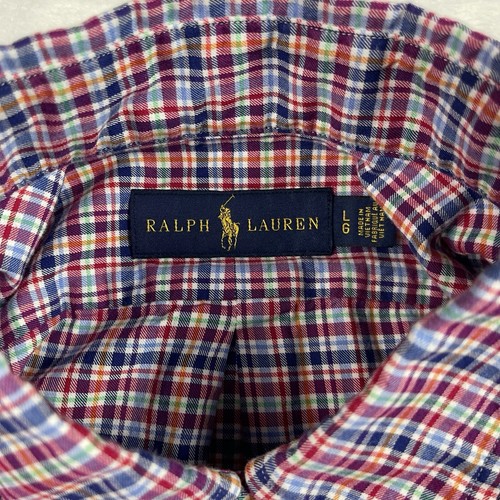 Ralph Lauren Shirt Mens Large Red-Blue Plaid Long Sleeve Preppy Casual - Picture 7 of 16