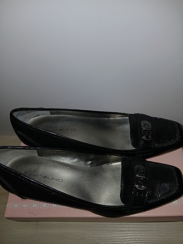 Bandolino Block Heel Loafers BDVERDU Womens 7.5M Synthetic Black Croc Style - Picture 18 of 24