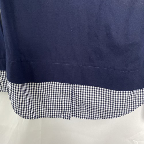 J Crew Mercantile Layered Boatneck Tee Gingham Cuffs Blue Women’s Small K0226 - Bild 2 von 9