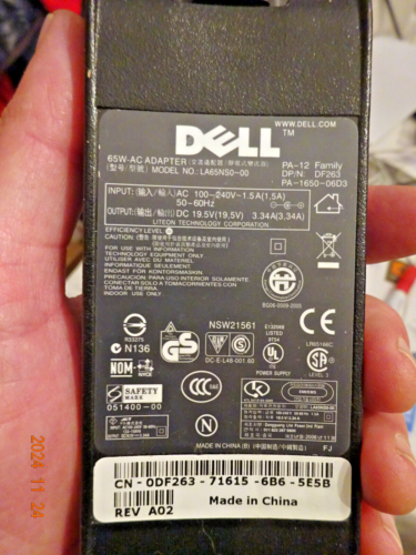 DELL Netzteil Model: LA65NS0-00 Output 19,5V 3,34A