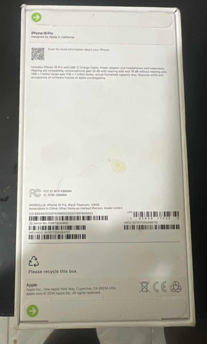 Apple iPhone 16 Pro - 128 GB - Black Titanium (Unlocked) for