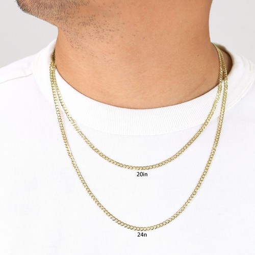 14k Yelllow Gold 3mm Cuban Curb Chain Solid Link Necklace Mens Women 16"- 30" - Picture 46 of 99