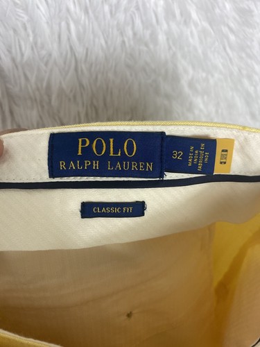 Pantalones cortos para hombre Polo Ralph Lauren calce clásico chino 9" amarillo nuevos con etiquetas - Imagen 10 de 12