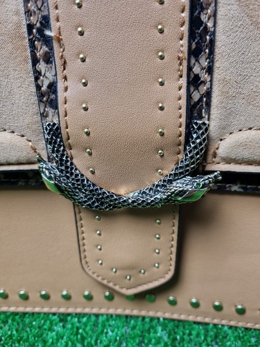 Topshop Snake Print Tan Shoulder Crossbody Bag - Picture 2 of 8