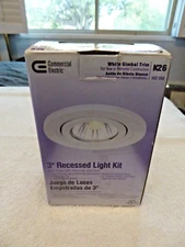 Commercial Electric Dimmable 3” Recessed Lighting Kit White Gimbal New In Box