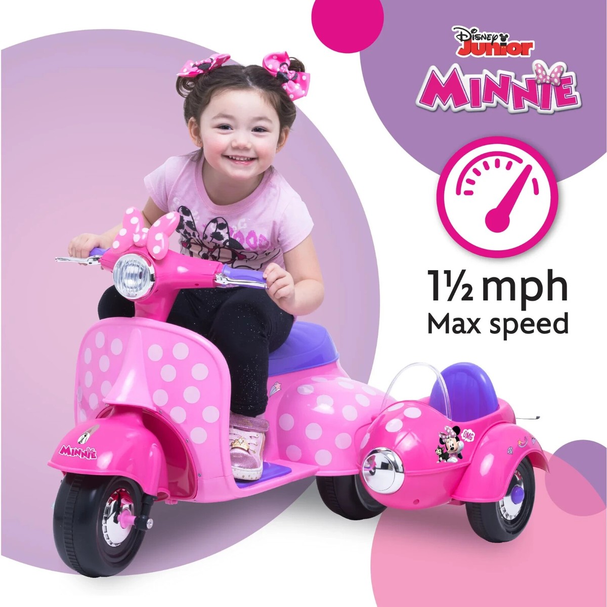 Minnie Mouse Battery-Powered Electric Scooter w/ Side Car