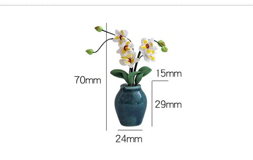 Dollhouse Miniature 1:12 Scale Ceramics Flowerpot Flowers Phalaenopsis Accessory - Photo 5/6