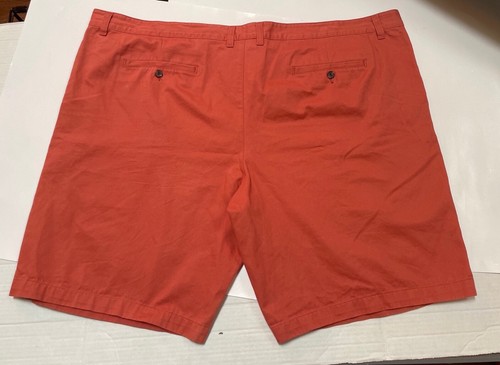 2 Pair Men's Merona Flat Front Cotton Shorts Big &Tall Size 50 Med Blue, Coral - Picture 4 of 7
