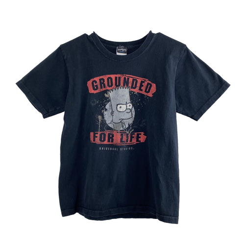 Vintage Universal Studios Kids Bart Simpson Grounded for Life T-Shirt Graphic M