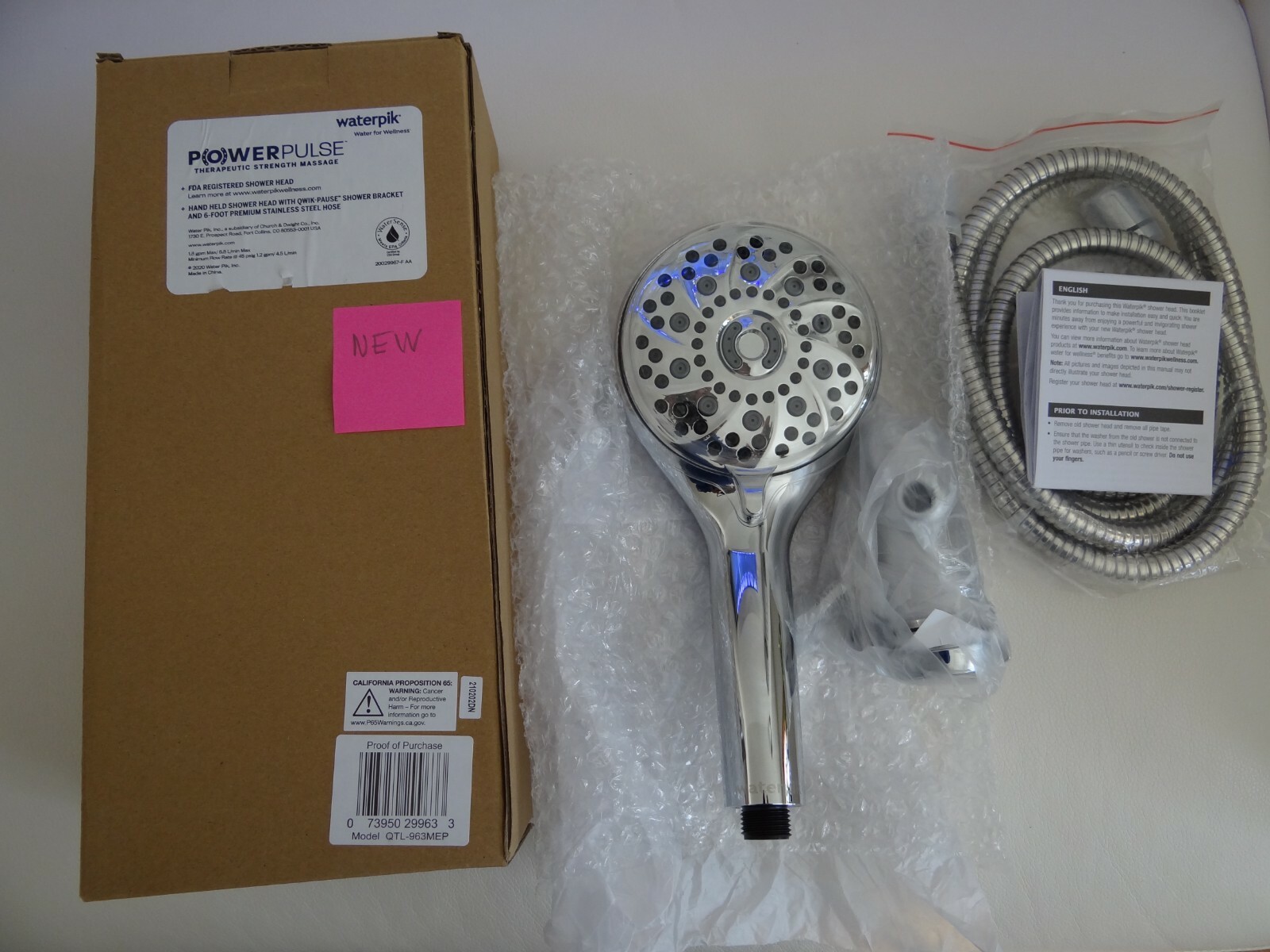 WaterPIK PowerPulse Hand Held Therapeutic Strength Massage Shower Head eBay