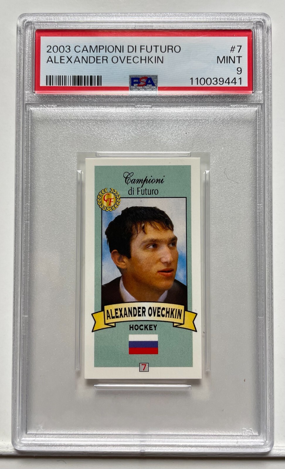 2003 Campioni di Futuro Blue * ALEXANDER OVECHKIN * #7 Rare Rookie RC PSA9
