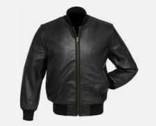 New Leather Bomber Jacket Pure Lambskin Classic Black Varsity Style