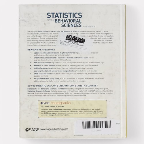 Statistiken für die Verhaltenswissenschaften Buch von Gregory J. Privitera - Bild 2 von 2