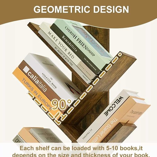 9-Shelf Bookshelf Display CD Shelf Tree Book Storage Rack Bookcase with Drawer - Picture 5 of 9