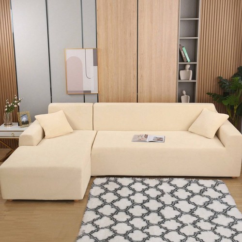 L-Shaped Sofa Cover Velvet Stretch,Sectional Couch Protector for Living Room - Picture 64 of 108