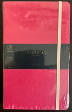 Castelli Aquarela - Large (21 x 13cm) -Hard Cover- Ruled Notebook in Coral Red