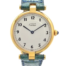 CARTIER 590003 Must Vendome VERMEILLE QZ Green Gold Men's Wristwatch Watch Used