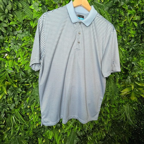 PGA Tour Golf Men Size Large Blue Black Polo Shirt Striped 0467 - Picture 2 of 9