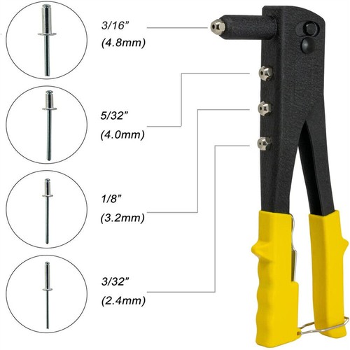 Heavy Duty Riveter Gun Kit 200 Pcs Revits Hand Riveter Set Gutter Value Set - Picture 9 of 12