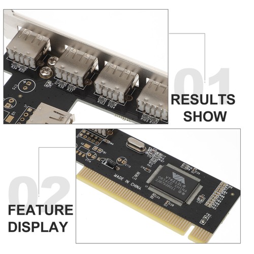 2 Stück PCI-E-Adapterkarte USB 2.0 5 Ports PCI-E-Verlängerungskarte - Bild 4 von 12