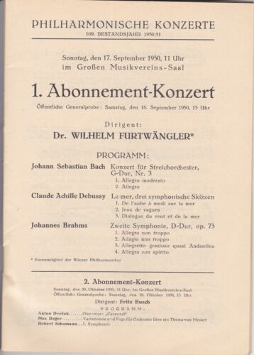 Wilhelm FURTWÄNGLER Vienna Philharmonic Orchestra 17.9.1950 - Picture 2 of 2
