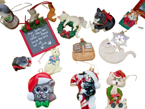 18 Vintage Katze Weihnachtsschmuck gemischte Stile & Arten exzellenter Zustand Kätzchen Kätzchen Posten - Bild 2 von 13