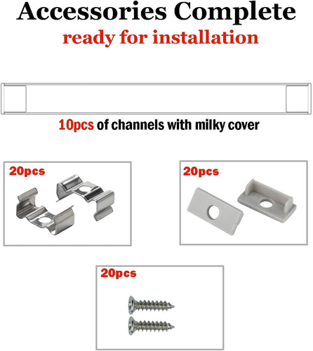 LED Aluminum Channel Wide, Aluminum Profile 10-Pack with Complete Mounting Acces - Picture 3 of 12