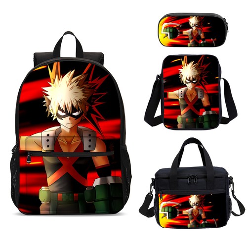 My Hero Academia Katsuki Bakugou Niños Mochila Escolar Bolsa de Almuerzo Estuche Conjunto Lote - Imagen 1 de 19