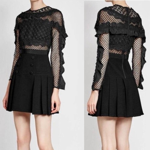 Self Portrait Dress Size AU 8 /US 4 NEW with TAGS Bellis Mini Black Lace Crepe - Bild 4 von 18
