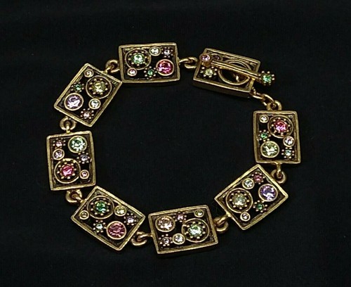 Beautiful Patricia Locke 7 5" Bracelet Gold Plate Fling Swarovski Crystals NWOT - Picture 3 of 8