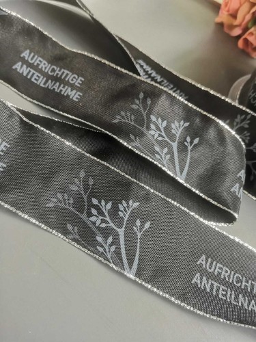 3m Aufrichtige Anteilnahme Trauerschleife 40mm Trauerband Schwarz Trauerschmuck - Bild 7 von 7