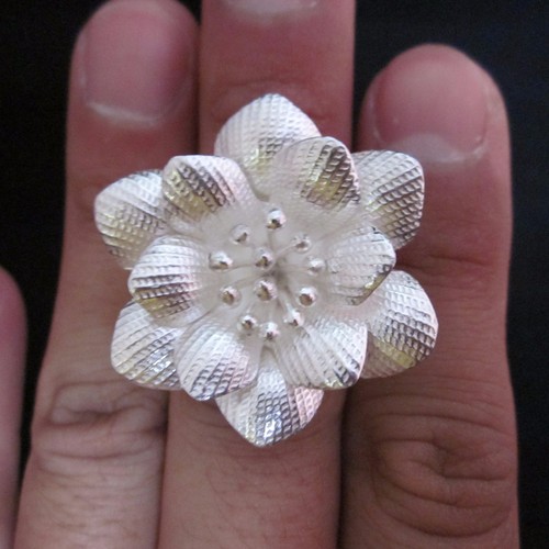 Fine Silver Rings Sterling 925 Women Jewelry Flower for Love Lucky & Imprssive - Picture 2 of 8