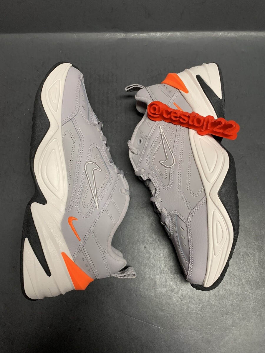 nike m2k tekno trainers atmosphere grey phantom total orange