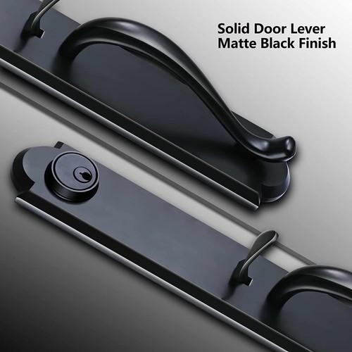 Mattschwarz 2-tlg. Haustür Doppeltür Eingangstürdrücker Garnitur mit Innenhebel - Bild 6 von 7