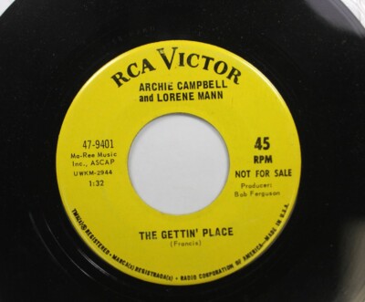Pop Promo 45 Archie Campbell And Lorene Mann - The Gettin' Place / The Dark End