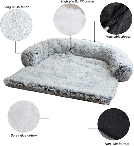 Calming Dog Bed Fluffy Plush Dog Mat for Furniture Protector with Removable Wash - Picture 3 of 7