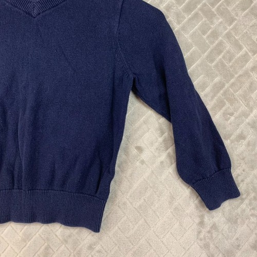 Childrens Place Boys XS 4 Sweater Navy Blue V Neck Preppy Holiday Winter - Picture 4 of 13