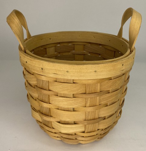 PFS Round Woven Basket W/ 2 Handles 7" Diameter 6" Tall + 2" Handles - Picture 1 of 7
