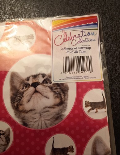 Cat Kitten Gift Wrapping Paper Pack of 2 sheets & 2 Tags - Picture 2 of 2