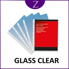 A4 GLASS CLear Pockets Poly Multipunched Heavy Duty 50 70 80 OR 90 Micron