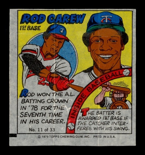1979 Topps Comics Wrappers Set-Break # 11 Rod Carew *GMCARDS*