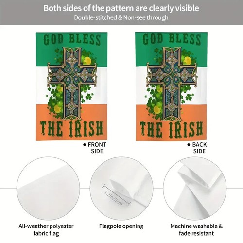 St. Patrick's Day "Irisches Kreuz" doppelseitige 12" x 18" Gartenfahne (002) - Bild 2 von 2