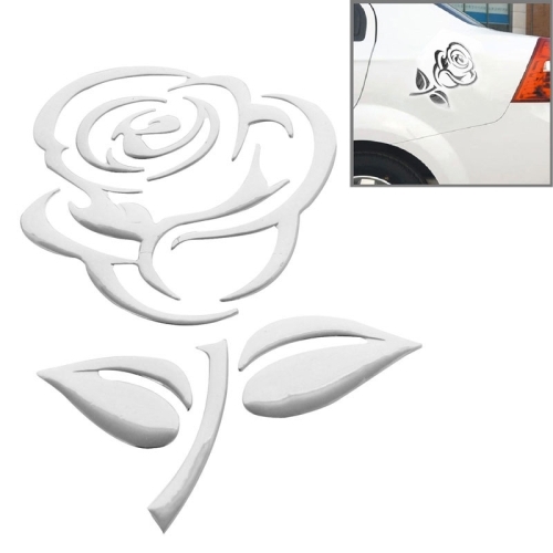 Aufkleber Sticker Silber Chrom 3D Emblem ROSE Blume Auto Motorrad styling Logo